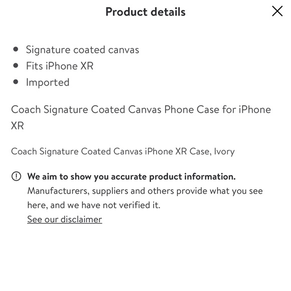 New COACH Ivory Signature C Canvas Phone Case | iPhone XR Case - Picture 7 of 7